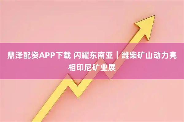 鼎泽配资APP下载 闪耀东南亚|潍柴矿山动力亮相印尼矿业展