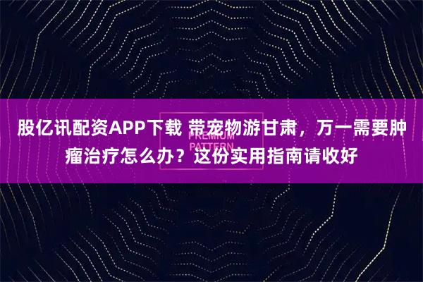 股亿讯配资APP下载 带宠物游甘肃，万一需要肿瘤治疗怎么办？这份实用指南请收好