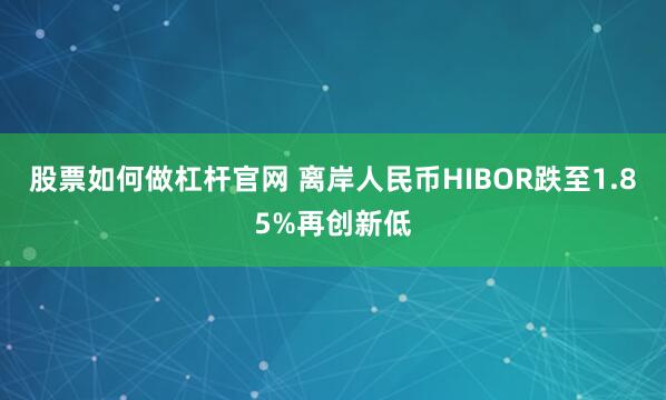 股票如何做杠杆官网 离岸人民币HIBOR跌至1.85%再创新低